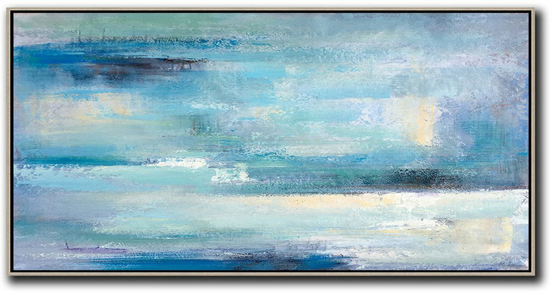 Large Abstract Art,Horizontal Palette Knife Contemporary Art,Large Canvas Art,Modern Art Abstract Painting,Lake Blue,Purple,White,Black.etc